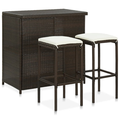 Bar Set Brown PE rattan, steel Large Bar Set Rectangular
