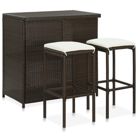 Bar Set Brown PE rattan, steel Large Bar Set Rectangular