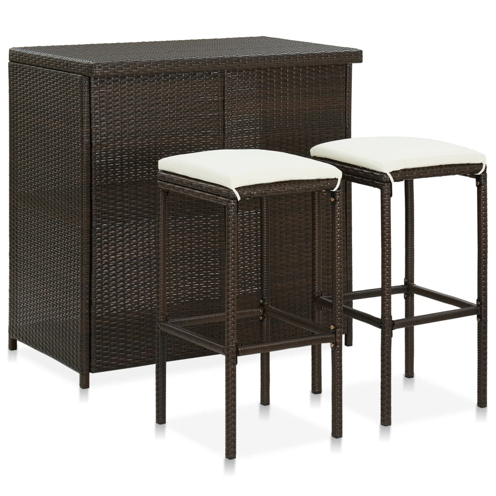 Bar Set Brown PE rattan, steel Large Bar Set Rectangular