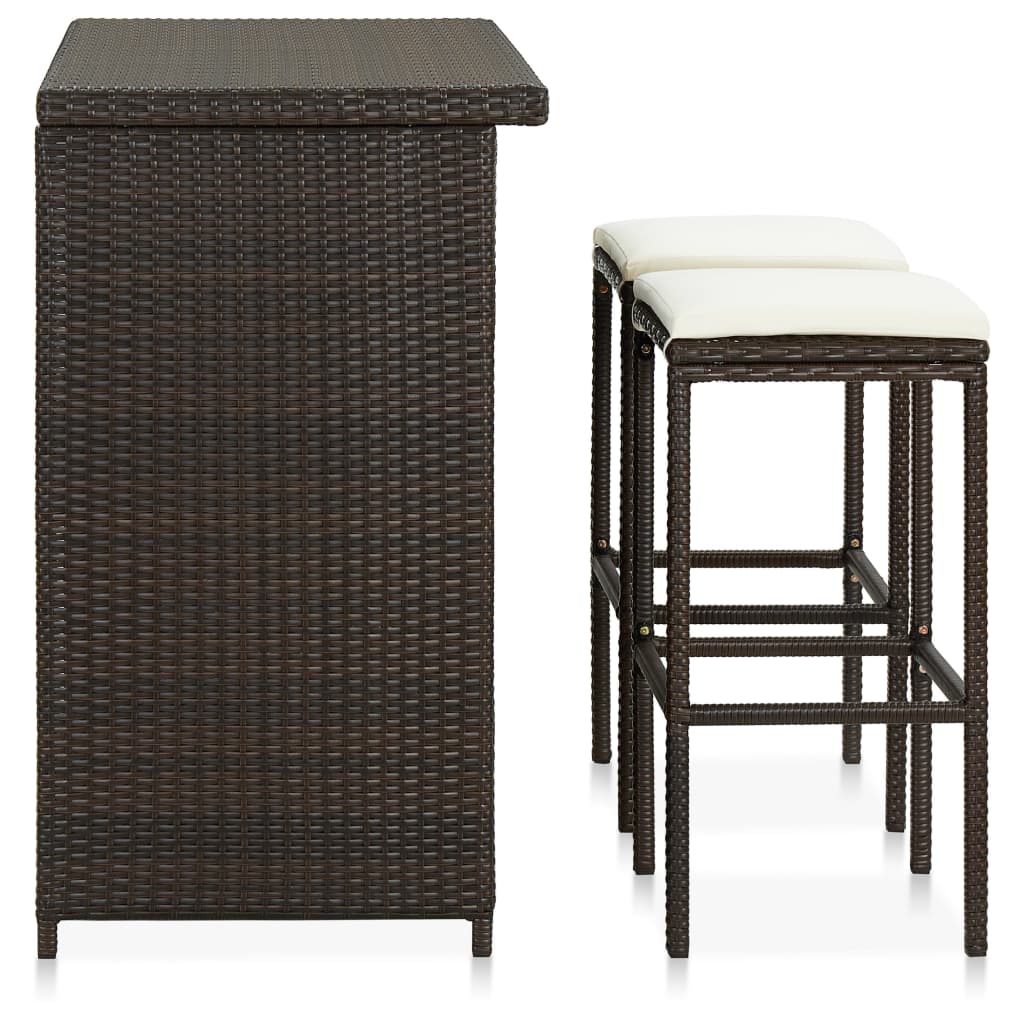 Bar Set Brown PE rattan, steel Large Bar Set Rectangular