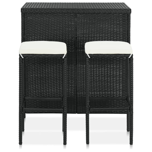Bar Set Black, Cream White PE rattan, steel, polyester Compact