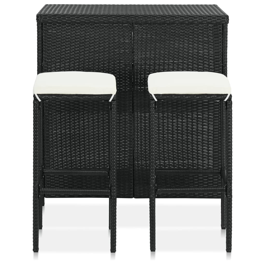 Bar Set Black, Cream White PE rattan, steel, polyester Compact