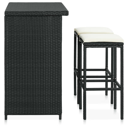 Bar Set Black, Cream White PE rattan, steel, polyester Compact