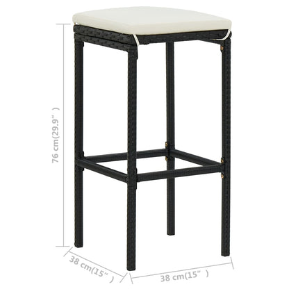 Bar Set Black, Cream White PE rattan, steel, polyester Compact