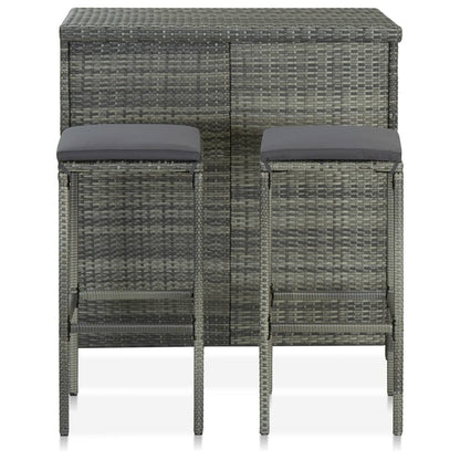 Bar Set Grey PE rattan, steel, fabric (100% polyester) Medium