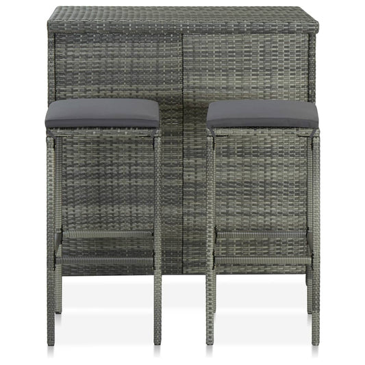 Bar Set Grey PE rattan, steel, fabric (100% polyester) Medium