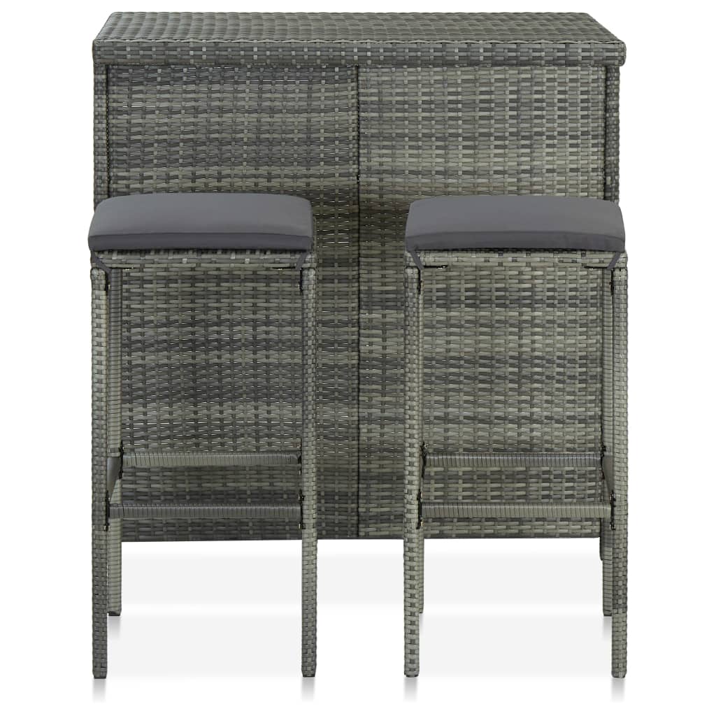 Bar Set Grey PE rattan, steel, fabric (100% polyester) Medium