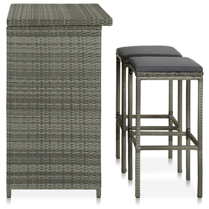Bar Set Grey PE rattan, steel, fabric (100% polyester) Medium