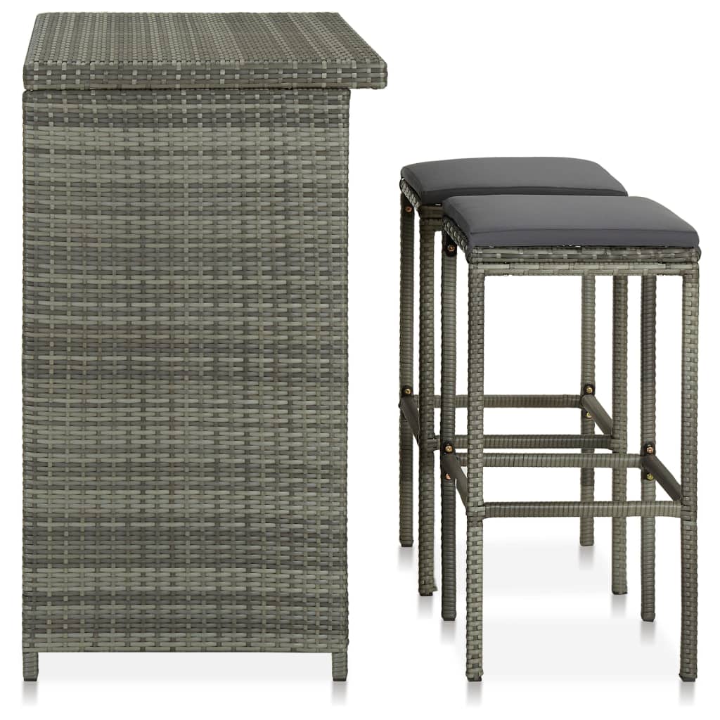 Bar Set Grey PE rattan, steel, fabric (100% polyester) Medium