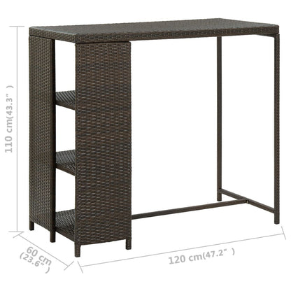 Bar Table Brown PE rattan, steel 47.2 x 23.6 x 43.3 in Bar Table