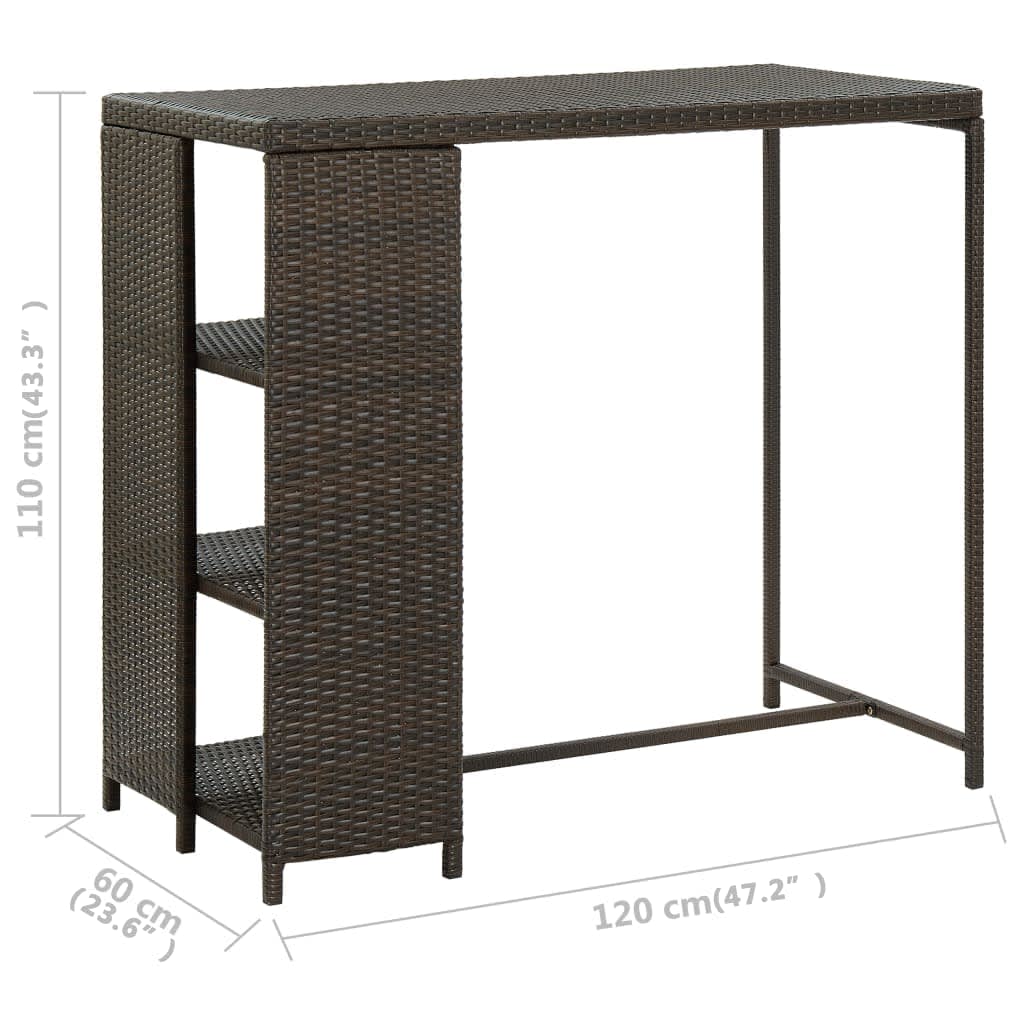 Bar Table Brown PE rattan, steel 47.2 x 23.6 x 43.3 in Bar Table