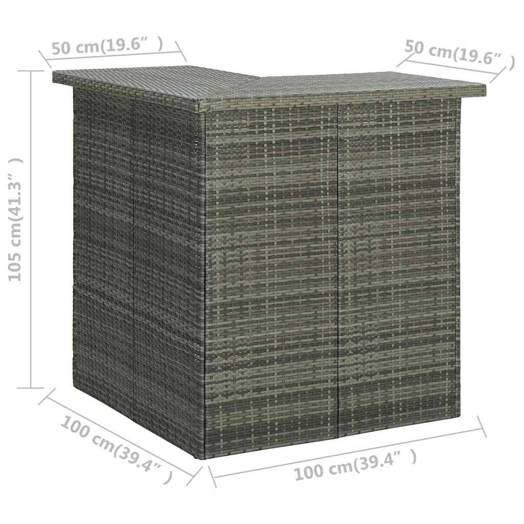 Bar Table Gray PE rattan, steel Corner Bar Table Rectangular