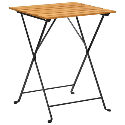 Bistro Table Brown, Black Solid Acacia Wood, Steel Medium