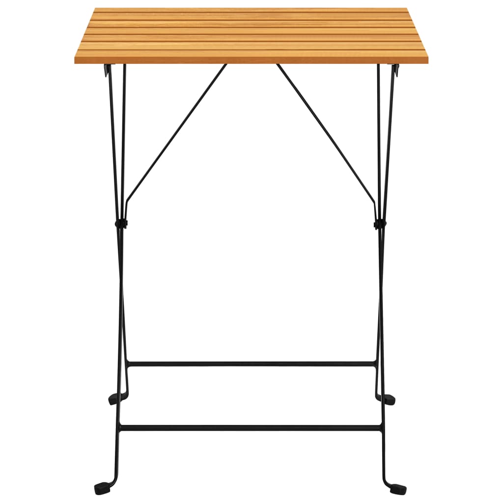 Bistro Table Brown, Black Solid Acacia Wood, Steel Medium