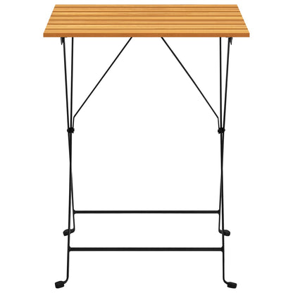 Bistro Table Brown, Black Solid Acacia Wood, Steel Medium