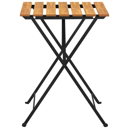 Bistro Table Brown, Black Solid Acacia Wood, Steel Medium