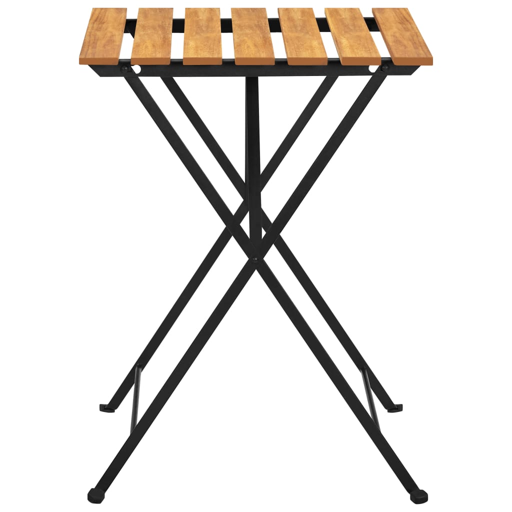Bistro Table Brown, Black Solid Acacia Wood, Steel Medium