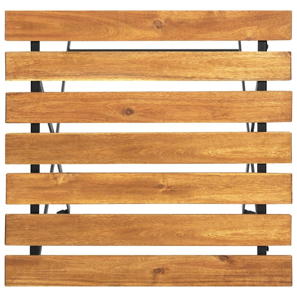 Bistro Table Brown, Black Solid Acacia Wood, Steel Medium