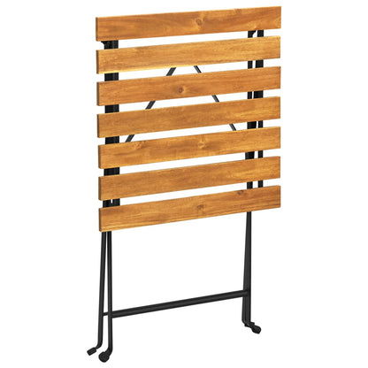 Bistro Table Brown, Black Solid Acacia Wood, Steel Medium