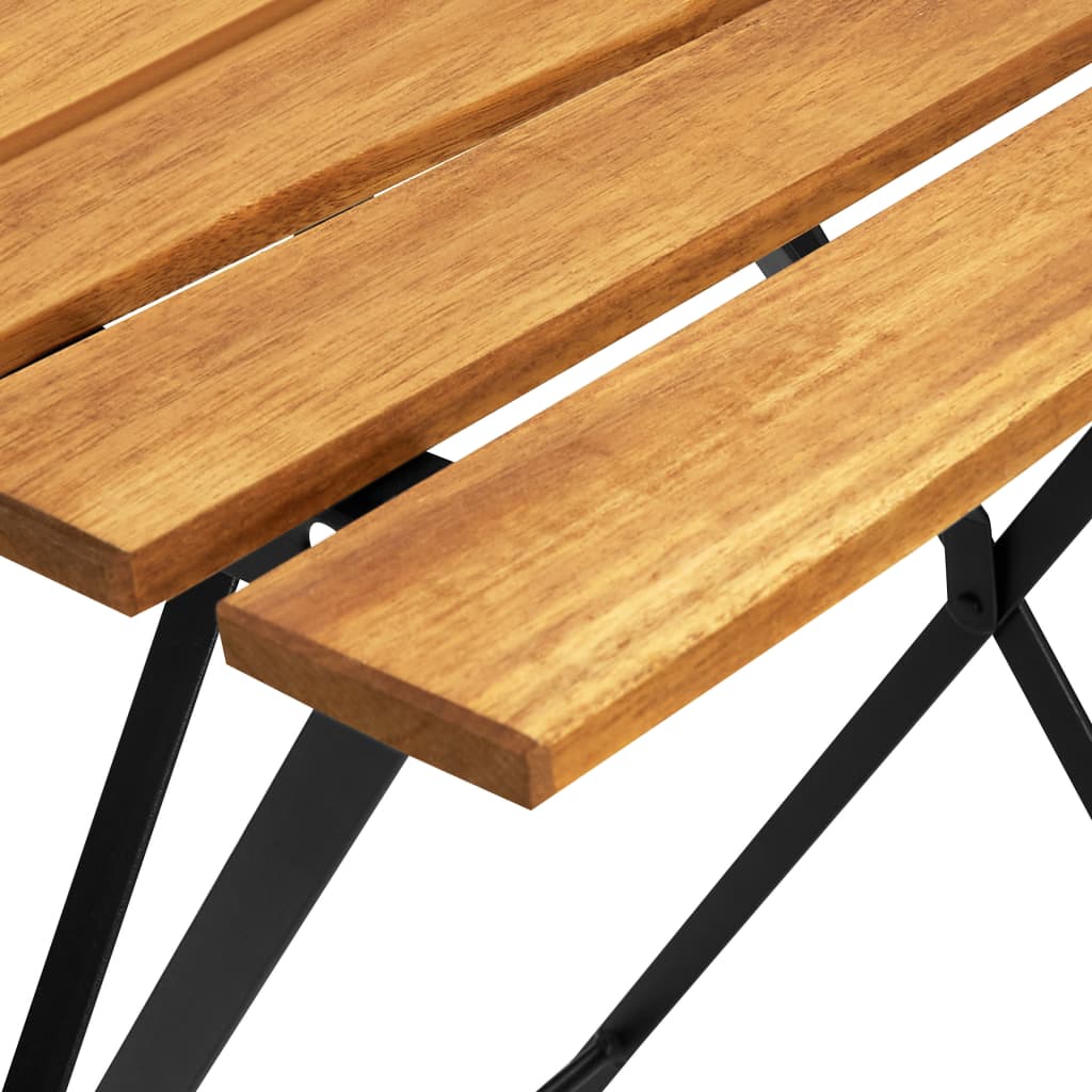Bistro Table Brown, Black Solid Acacia Wood, Steel Medium