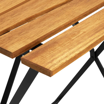 Bistro Table Brown, Black Solid Acacia Wood, Steel Medium