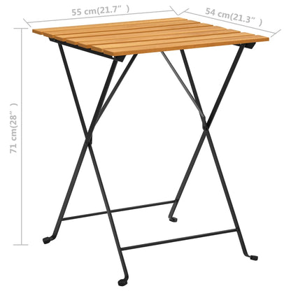 Bistro Table Brown, Black Solid Acacia Wood, Steel Medium