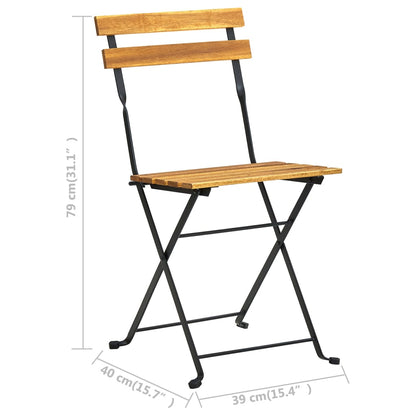 Bistro Chair Set of 4 Brown, Black Solid Acacia wood, Steel