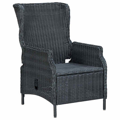 Garden Chair Dark Grey Round PE Rattan, Powder-Coated Steel