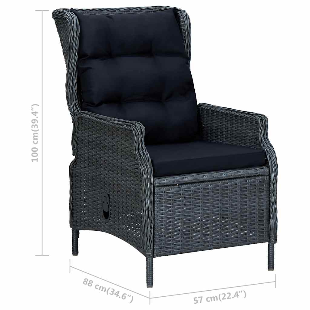 Garden Chair Dark Grey Round PE Rattan Large Garden Chair Other