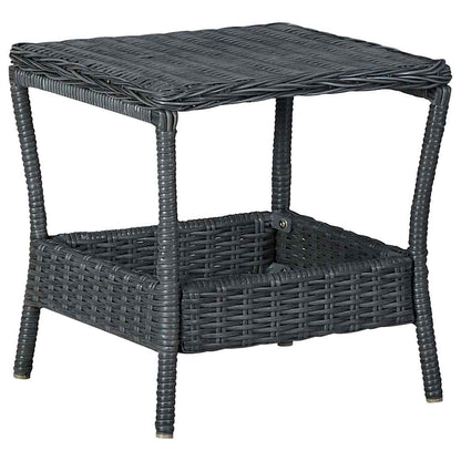 Garden Table Dark Grey PE Rattan, Powder-Coated Steel, PP board