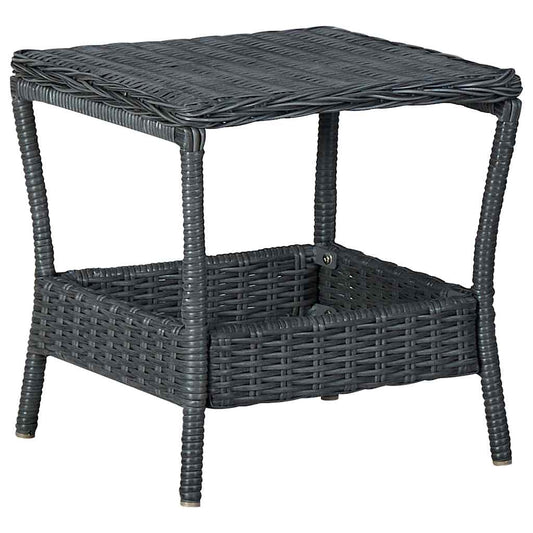 Garden Table Dark Grey PE Rattan, Powder-Coated Steel, PP board