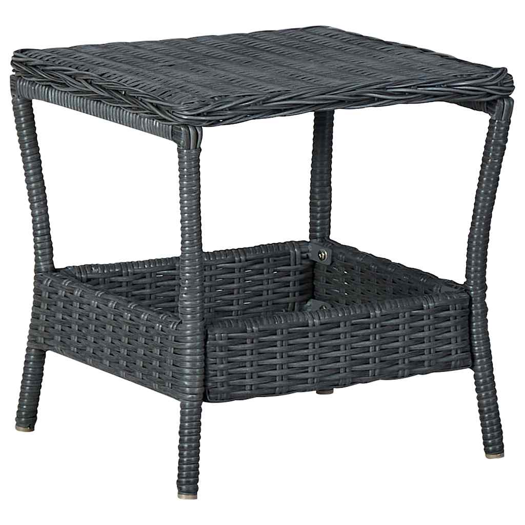Garden Table Dark Grey PE Rattan, Powder-Coated Steel, PP board