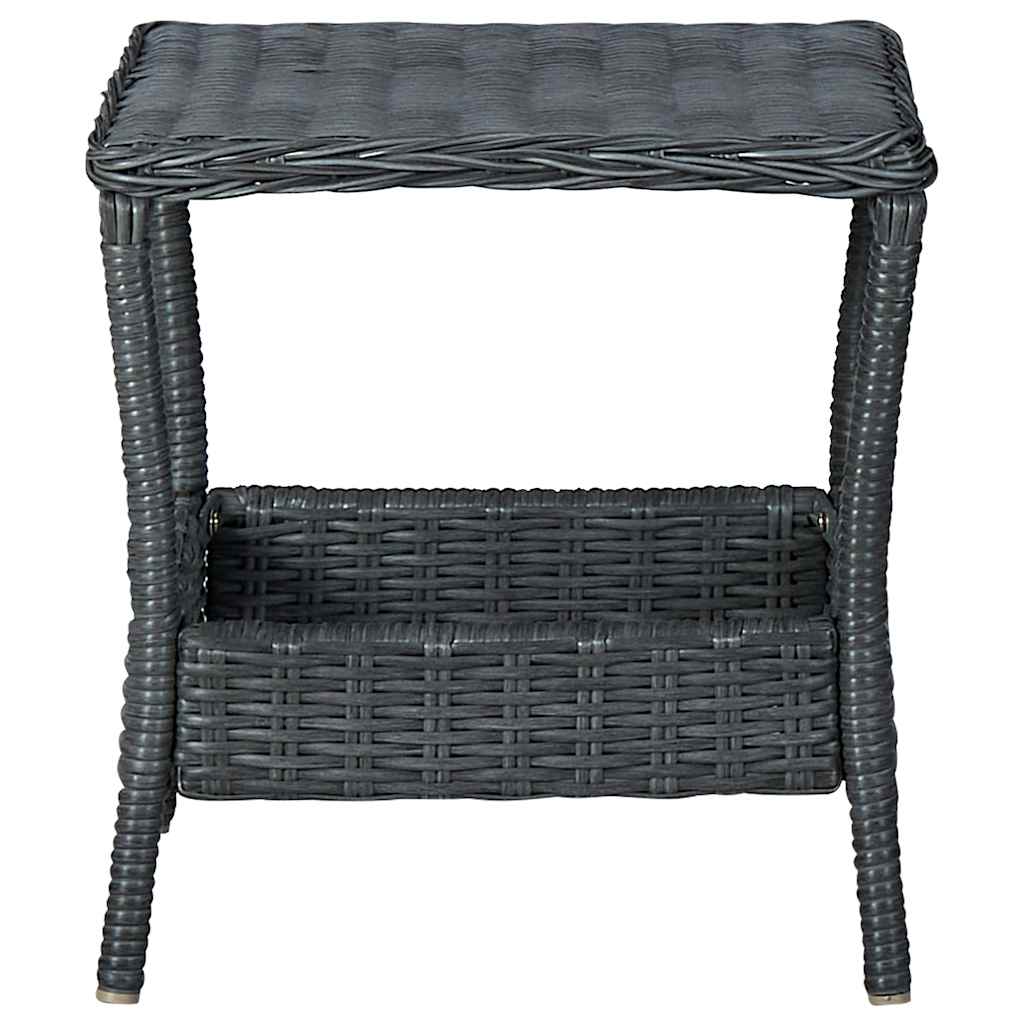 Garden Table Dark Grey PE Rattan, Powder-Coated Steel, PP board