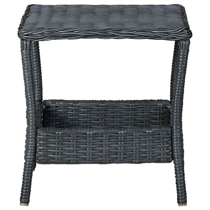 Garden Table Dark Grey PE Rattan, Powder-Coated Steel, PP board