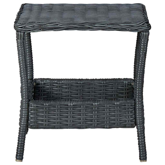 Garden Table Dark Grey PE Rattan, Powder-Coated Steel, PP board
