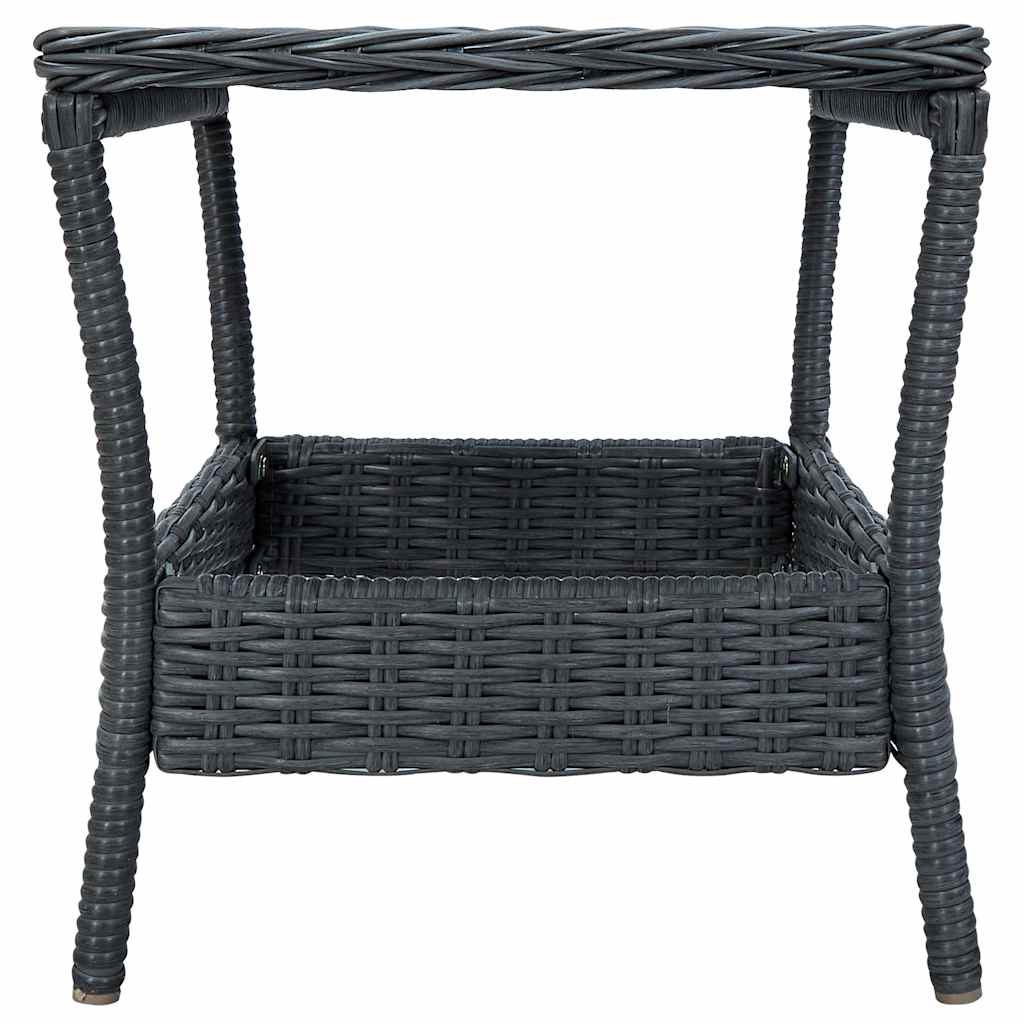 Garden Table Dark Grey PE Rattan, Powder-Coated Steel, PP board