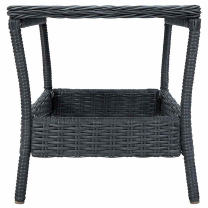 Garden Table Dark Grey PE Rattan, Powder-Coated Steel, PP board