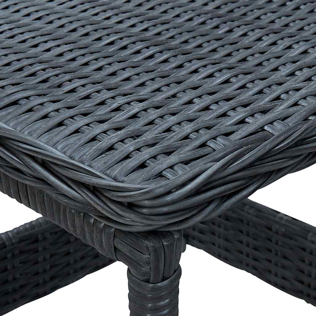 Garden Table Dark Grey PE Rattan, Powder-Coated Steel, PP board