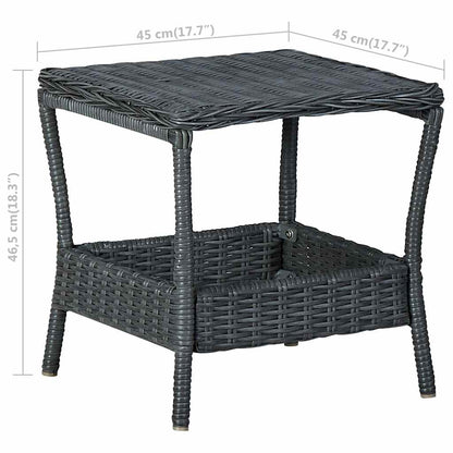 Garden Table Dark Grey PE Rattan, Powder-Coated Steel, PP board