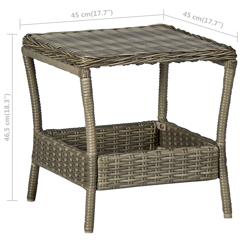 Garden Table Brown Poly Rattan, Powder-Coated Steel, PP Board