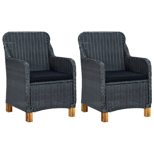 Garden Chair Set of 2 Dark grey Round PE rattan Medium Foldable