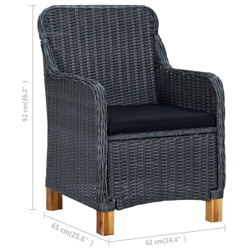 Garden Chair Set of 2 Dark grey Round PE rattan Medium Foldable