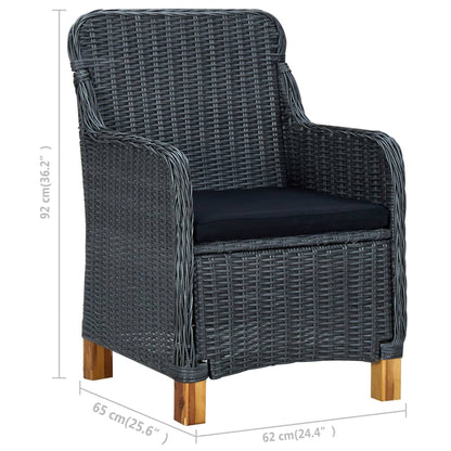 Garden Chair Set of 2 Dark grey Round PE rattan Medium Foldable