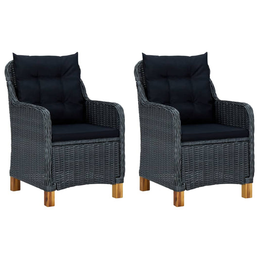 Garden Chair Set of 2 Dark Grey Round PE Rattan Standard