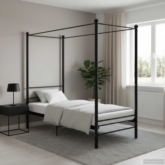 Bed Frame Black Powder-coated metal Twin Durable Bed Frame