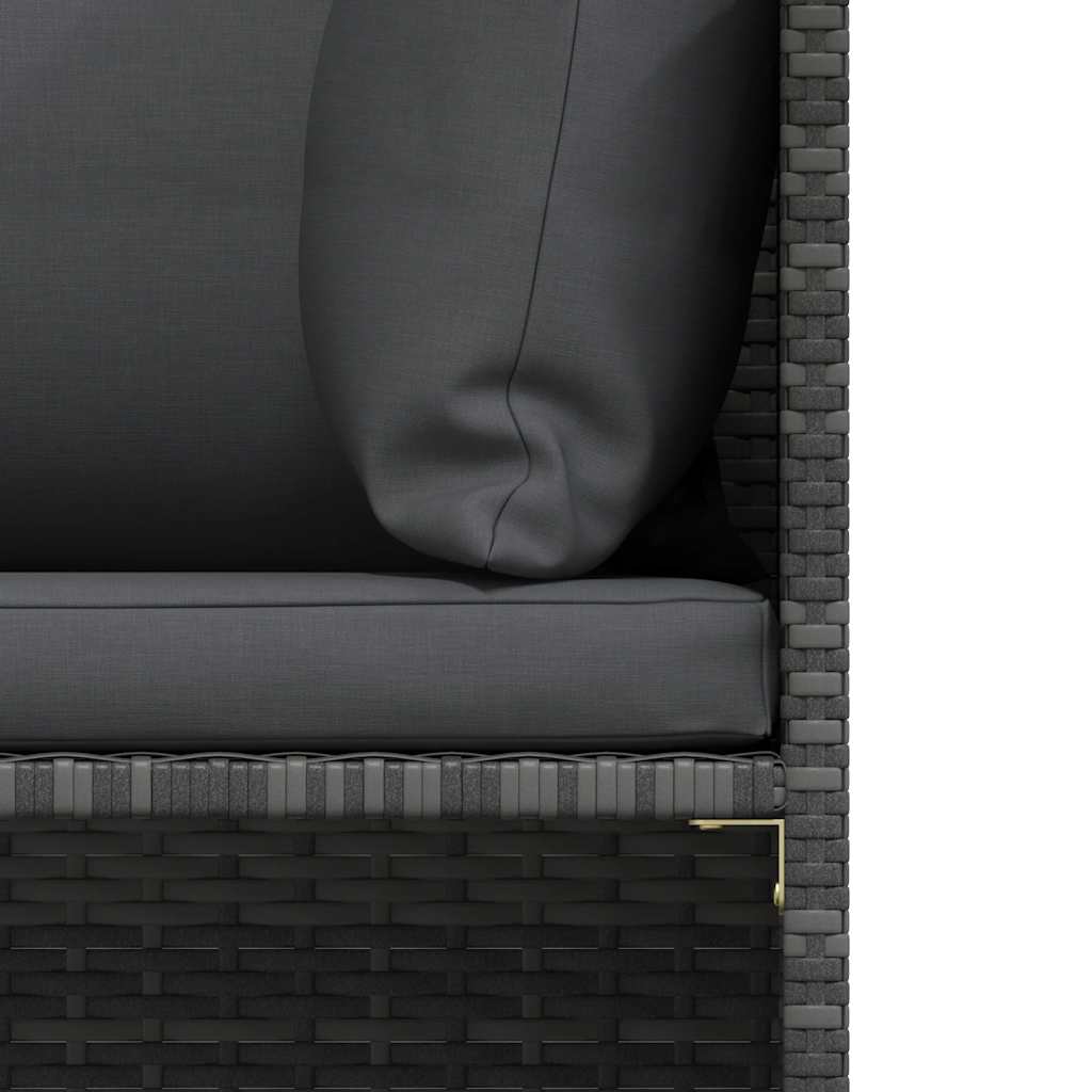 Sectional Corner Sofa with Cushions Gray Poly Rattan