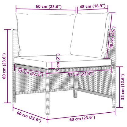 Sectional Corner Sofa with Cushions Gray Poly Rattan