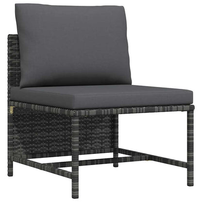 Middle Sofa Grey PE rattan, steel, fabric (100% polyester) One Size