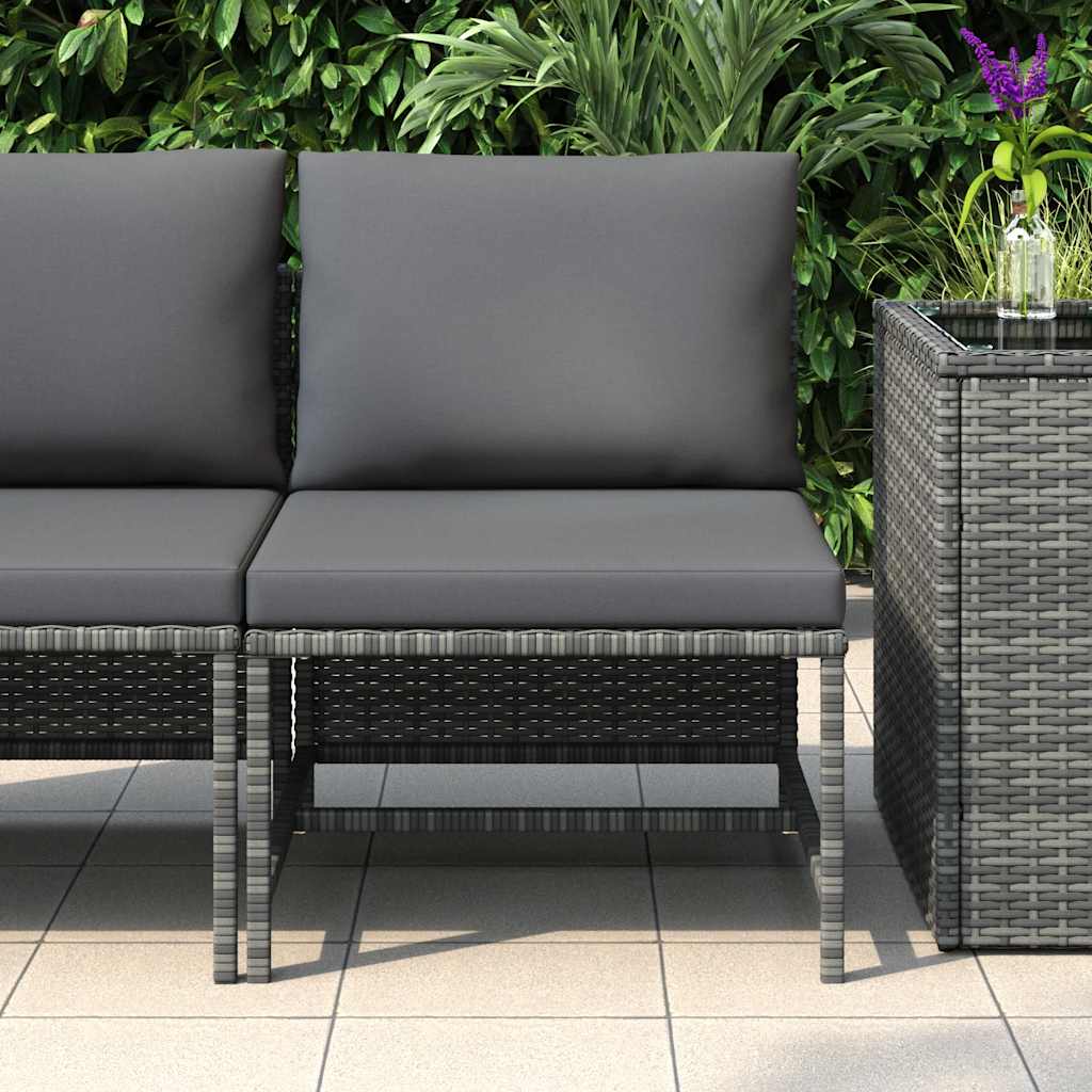 Middle Sofa Grey PE rattan, steel, fabric (100% polyester) One Size