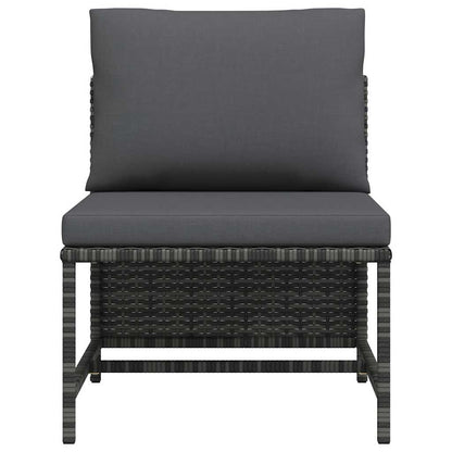 Middle Sofa Grey PE rattan, steel, fabric (100% polyester) One Size